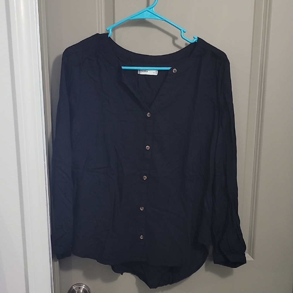 Sonoma Blue 3/4 Sleeve Relaxed Button Down Shirt